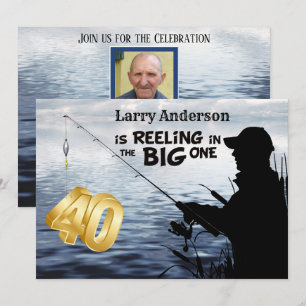 Adult Fisherman Milestone 40 Birthday  the Big One Invitation