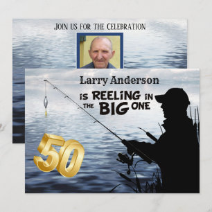 Adult Fisherman Milestone 50 Birthday  the Big One Invitation