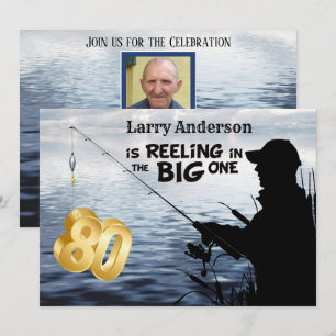 Adult Fisherman Milestone 80 Birthday  the Big One Invitation