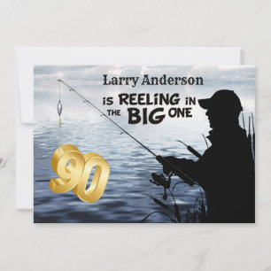 Adult Fisherman Milestone 90 Birthday - Big One Invitation