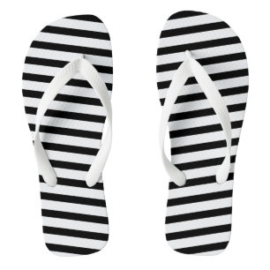 Adult Flip Flops-Black & White Stripes Thongs