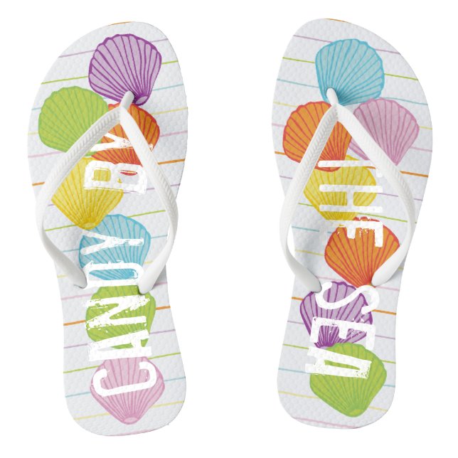 Adult Flip-Flops "Colourful Shells 3 By The Sea" Thongs (Footbed)
