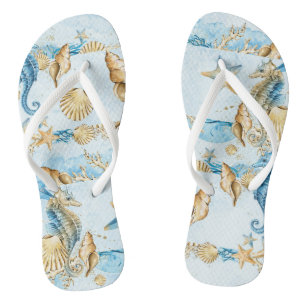 Adult Flip Flops, Fun Beach Vacation Pattern Thongs