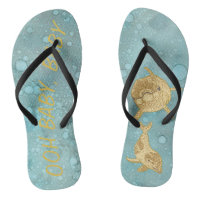 Adult Flip-Flops "Gold Dolphin Mummy and Baby"