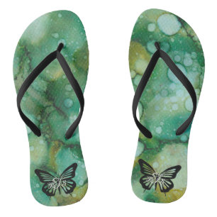 Adult Flip-Flops "Inkblots Gold Dusted Butterfly" Thongs