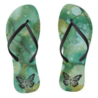 Adult Flip-Flops "Inkblots Gold Dusted Butterfly" Thongs