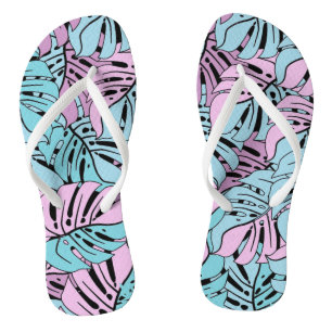 Adult Flip Flops-Tropical Leaves Thongs