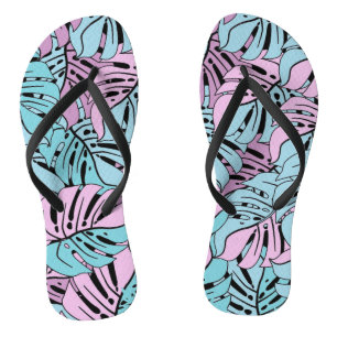 Adult Flip Flops-Tropical Leaves Thongs