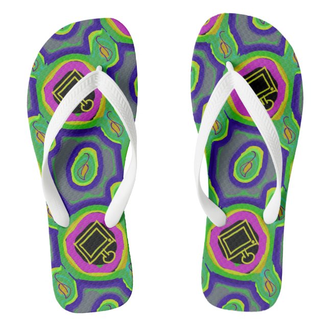 Adult Flip Flops, Wide Straps Thongs (Footbed)