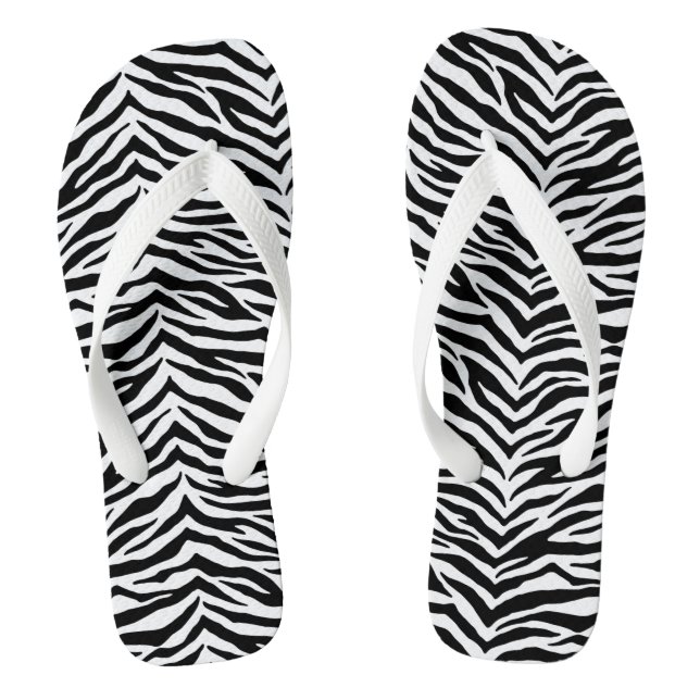 Adult Flip Flops-Zebra Print Flip Flops (Footbed)