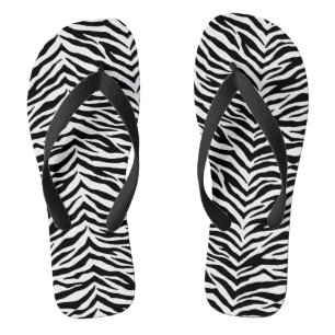 Adult Flip Flops-Zebra Print Flip Flops