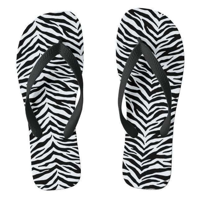 Adult Flip Flops-Zebra Print Flip Flops (Footbed)