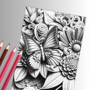 Adult Floral Butterfly 3D Colouring Poster