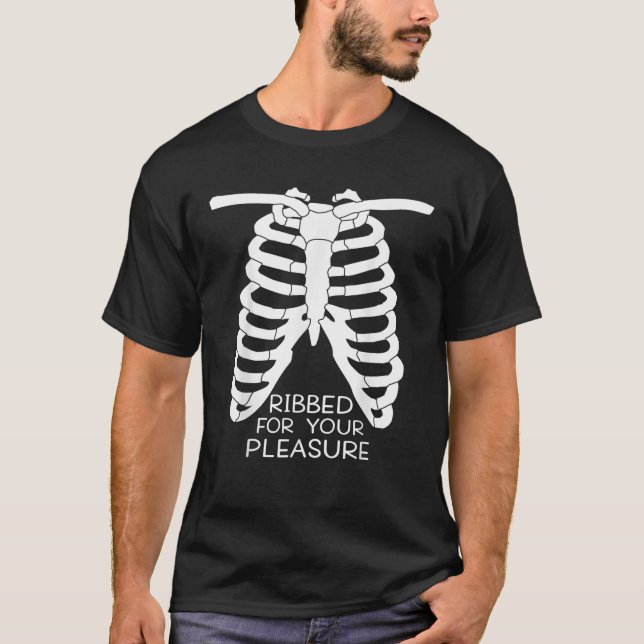 Adult Funny Skeleton Rude Innuendo Meme Rib Cage J T-Shirt (Front)