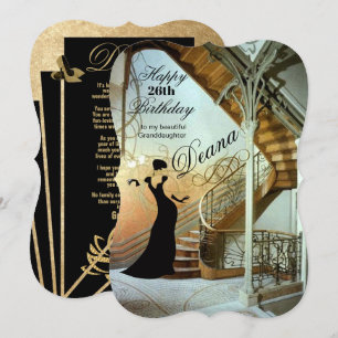 Adult Granddaughter Birthday Art Deco card