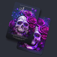 Adult Halloween Birthday Party Skull Blue Purple