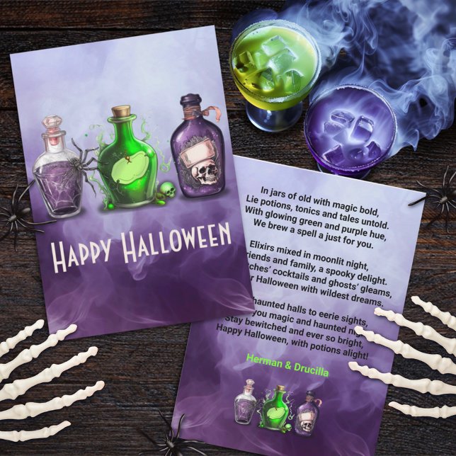 Adult Halloween Brews and Boos Cocktail Party Holiday Card (Creator Uploaded)