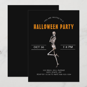 Adult Halloween Costume Party Skeleton Black Invitation