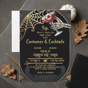 Adult Halloween Costumes & Cocktails Art Nouveau  Invitation