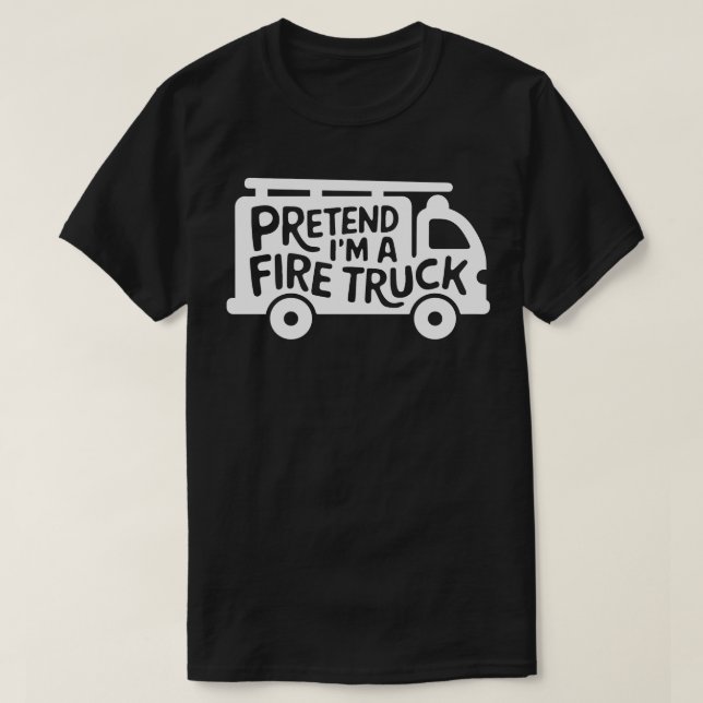 Adult Halloween Costumes Pretend I'm A Fire Truck T-Shirt (Design Front)
