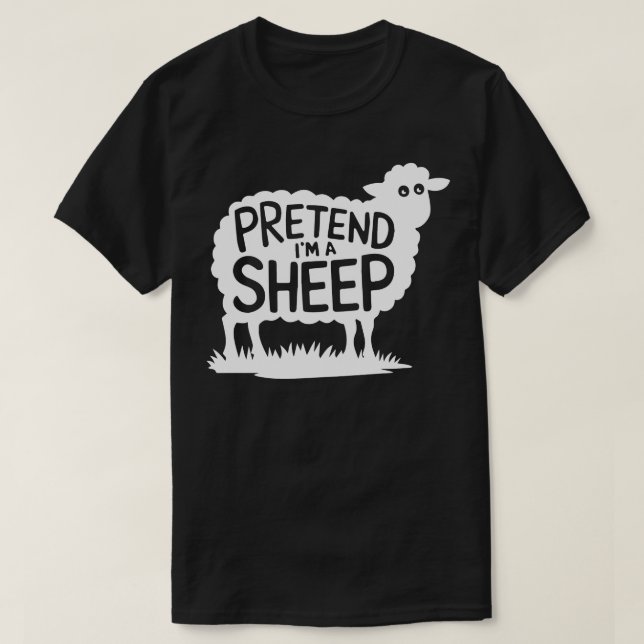 Adult Halloween Costumes Pretend I'm A Sheep T-Shirt (Design Front)
