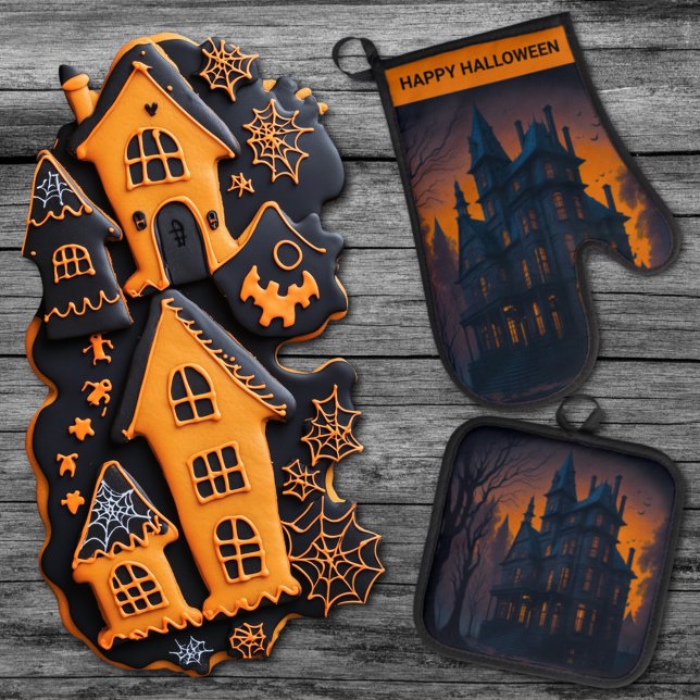 Adult Halloween Haunted Mansion Oven Mitt & Pot Holder Set (Creator Uploaded)