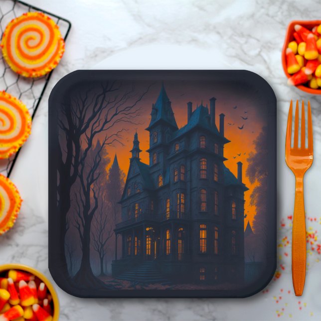 Adult Halloween Haunted Mansion Party Paper Plate (Creator Uploaded)