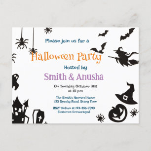 Adult Halloween Party Announcement Postcard