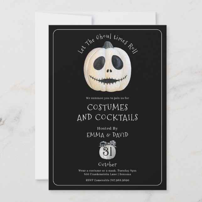 Adult Halloween Party Gothic Pumpkin Face Invitation (Front)
