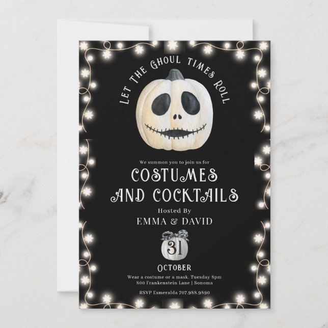 Adult Halloween Party Gothic Pumpkin Face Invitation (Front)