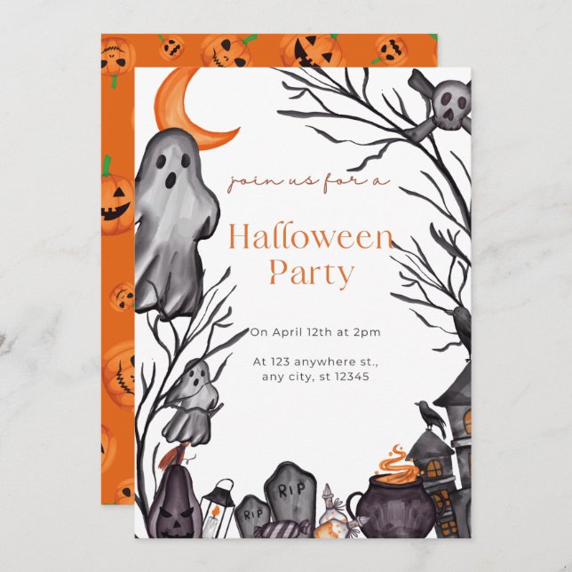 Adult Halloween Party Invitation (Front/Back)