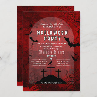 Adult Halloween Party Invitation - Red & Black
