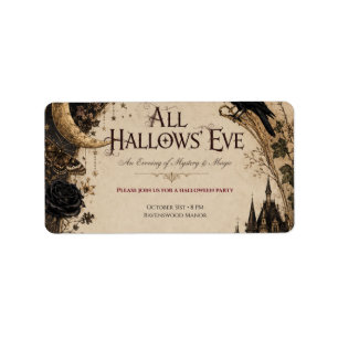 Adult Halloween Party Raven, Antique Key & Vintage Label