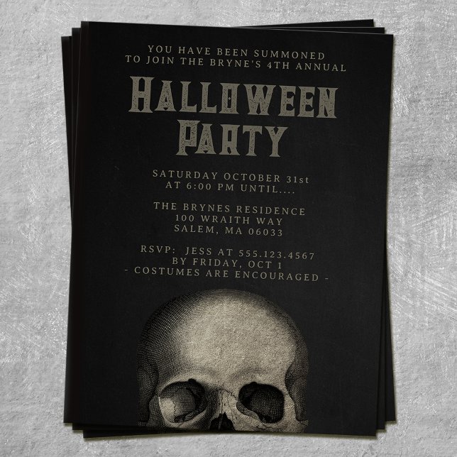 Adult Halloween Party Skull Black  Flyer (Creator Uploaded)