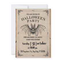 Adult Halloween Party Vintage Gothic bat Invitat