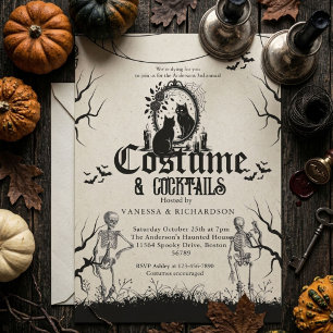 Adult Halloween Party Vintage Gothic Skeleton Invitation
