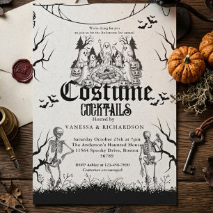 Adult Halloween Party Vintage Gothic Skeleton Invitation