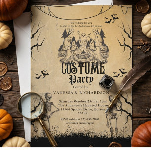 Adult Halloween Party Vintage Gothic Skeleton Invitation