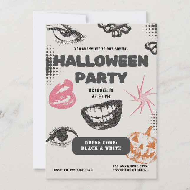Adult Halloween Party Vintage Invitation  (Front)