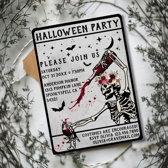 Adult Halloween Party Vintage Skull Invitation (Creator Uploaded)
