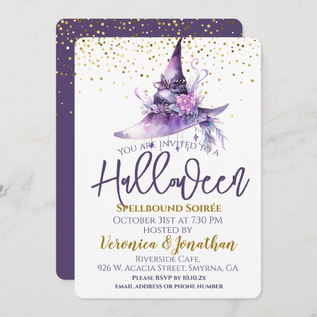 Adult Halloween Party Witches Hat Invitation (Front/Back)