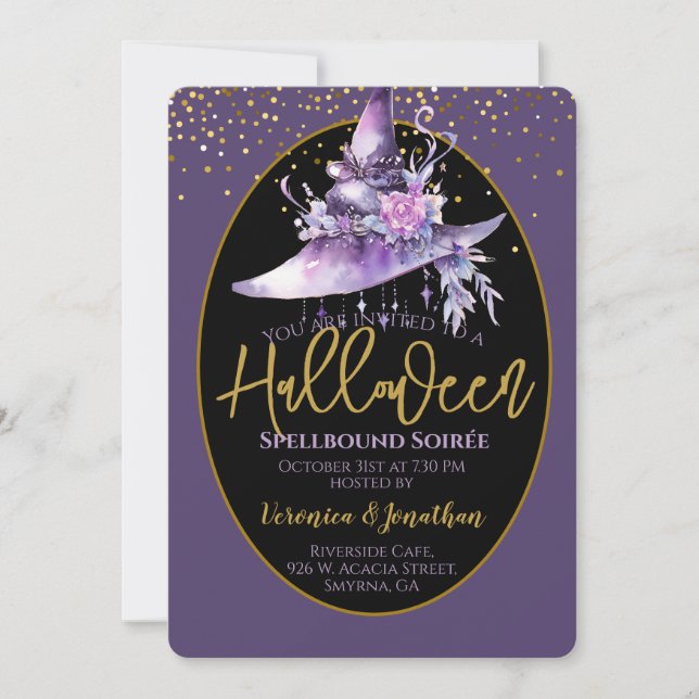 Adult Halloween Party Witches Hat Invitation (Front)