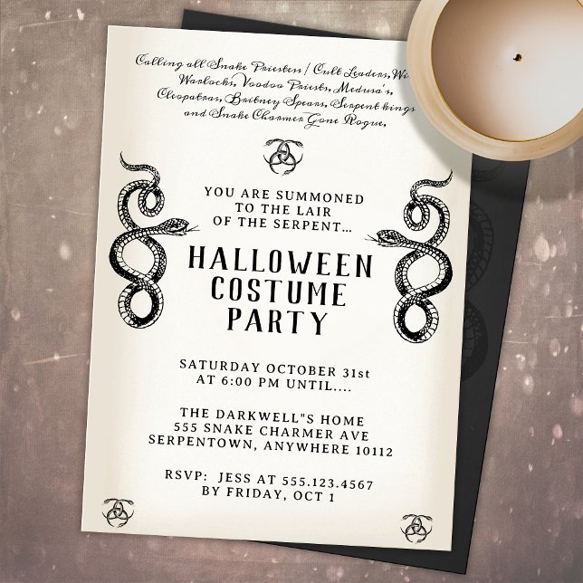 Adult Halloween Serpent Party  Invitation (Creator Uploaded)