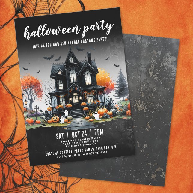Adult Haunted House Halloween Party Invitation (Adult Haunted House Halloween Party Invitation )