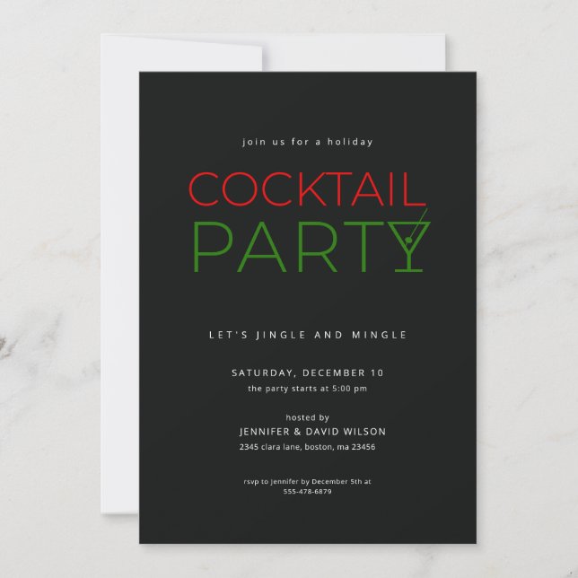 Adult Holiday Cocktail Party Christmas Wine Santa  Invitation (Front)