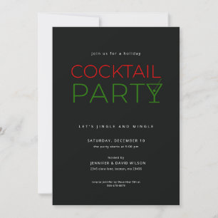 Adult Holiday Cocktail Party Christmas Wine Santa  Invitation