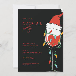 Adult Holiday Cocktail Party Christmas Wine Santa  Invitation