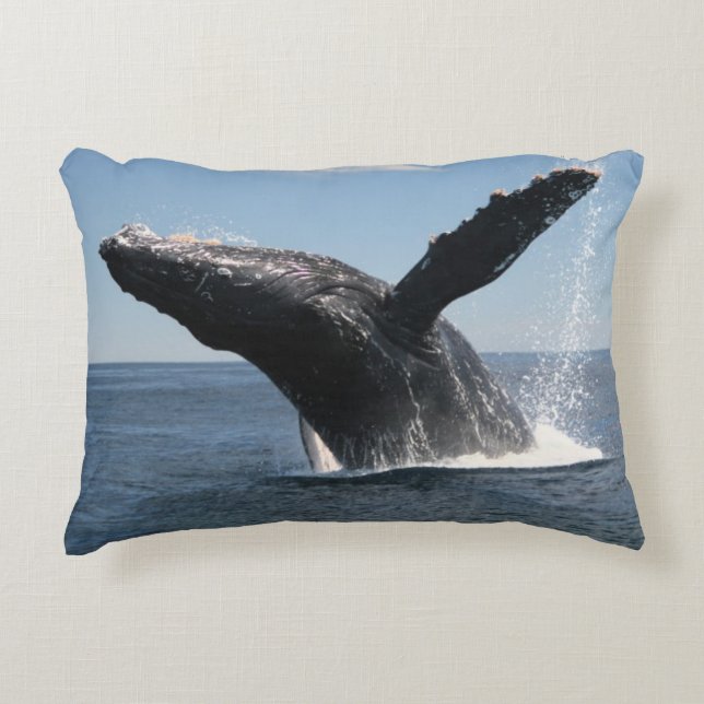 Adult Humpback Whale Breaching Decorative Cushion (Front)