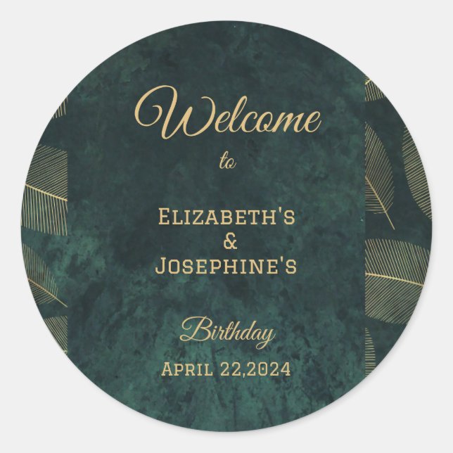 Adult Joint Double Birthday Gala Classic Round Sticker (Front)