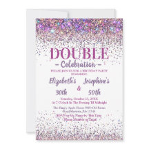 Adult Joint Double Birthday Party Colourful Glitte